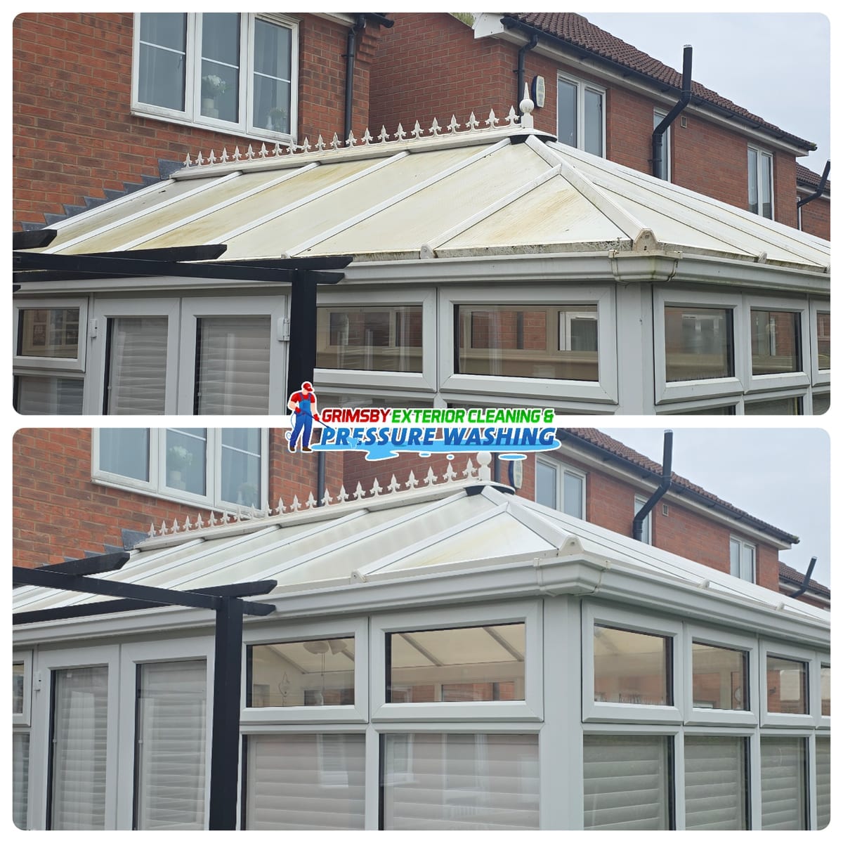 Before and after conservatory cleaning in Lincolnshire